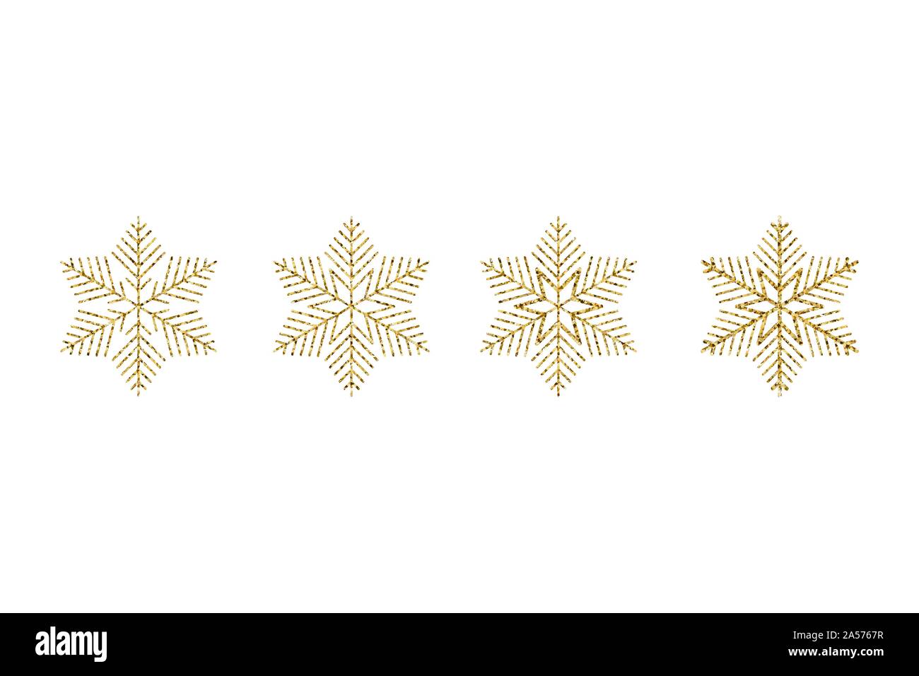 Set Gold glitter texture snowflake isolated on white background. Object ...