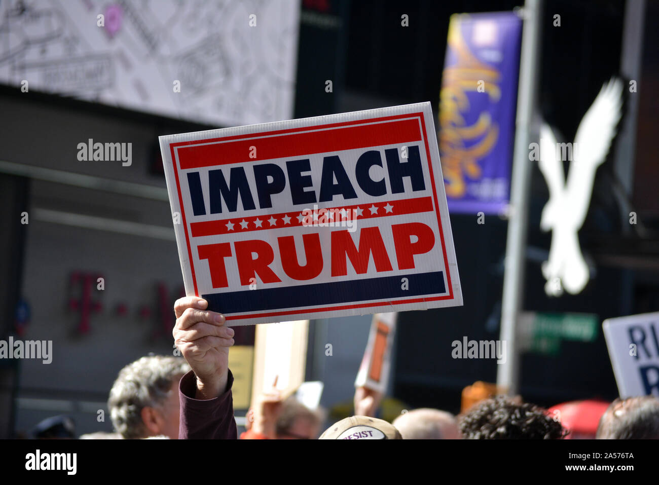 Rally for the impeachment of President Trump in Times Square, New York City. Stock Photo
