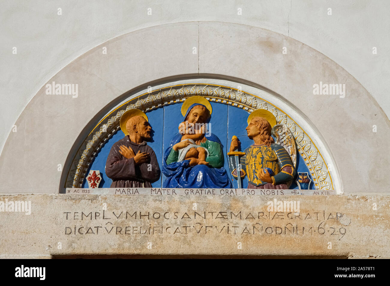 Italy Apulia San Giovanni Rotondo ( FG ) Ancient Church of Santa Maria delle Grazie - Lunetta Stock Photo