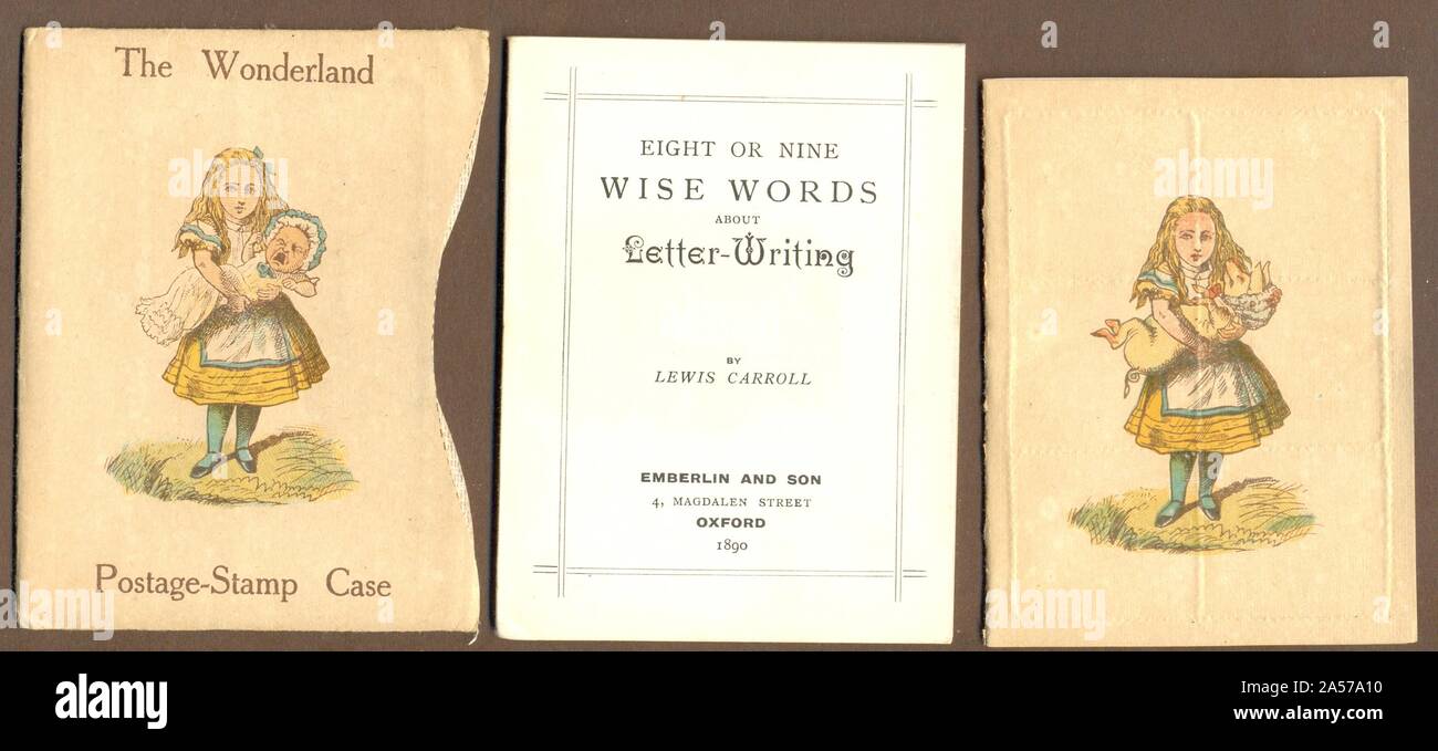 The Wonderland Postage-Stamp Case with contents devised by Lewis Carroll 1890 Stock Photo