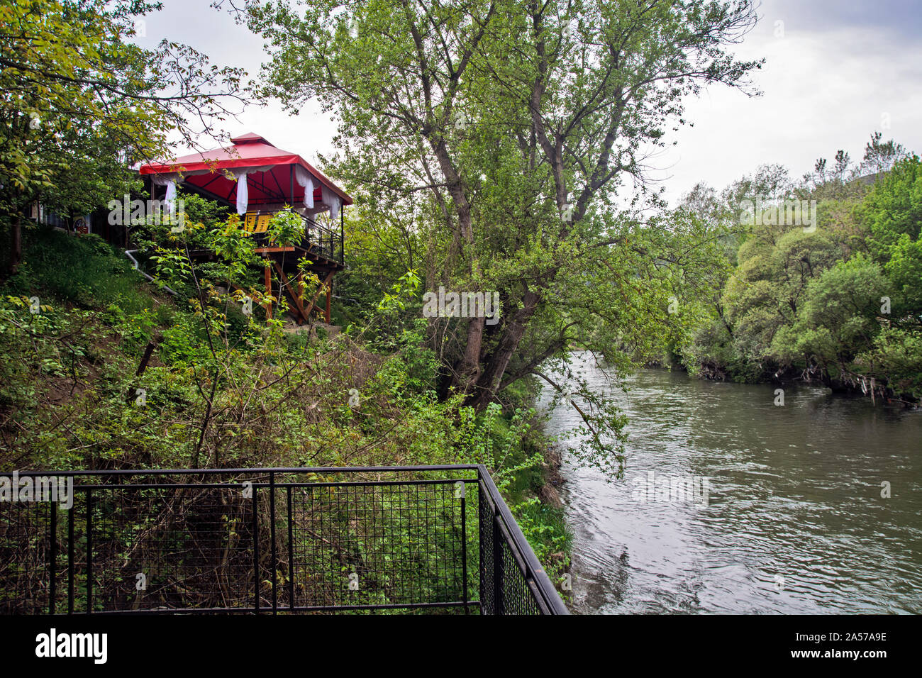 Raska, Serbia, May 04, 2019.View of one terrace overlooking the Ibar River. Stock Photo