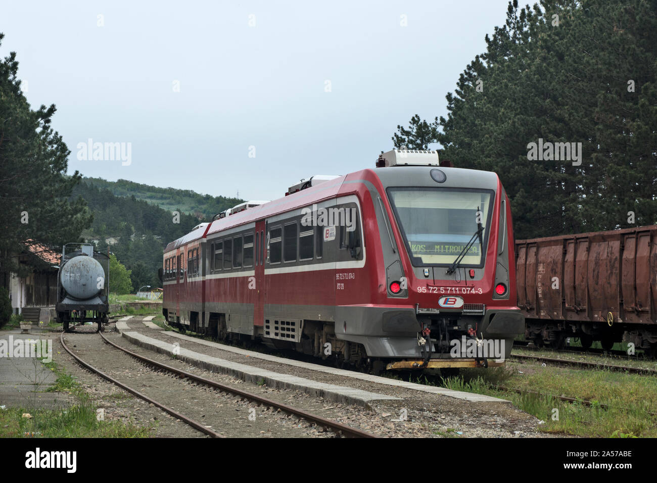 Raska, Serbia, May 04, 2019. The train station in the stands and waits for travelers and departure further. Stock Photo