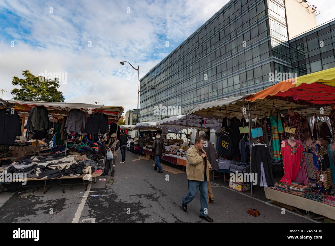 Paris, France - 30th September, 2019: People shopping for bargins at the  Montreuil flea market. one of the oldest flea markets in the capital. It is Stock Photo