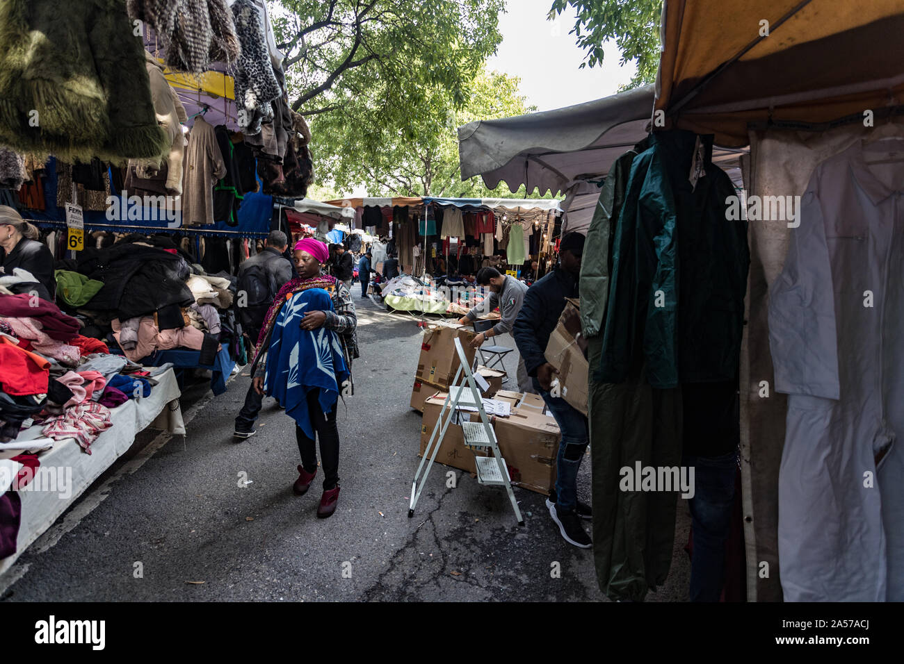 Paris, France - 30th September, 2019: People shopping for bargins at the  Montreuil flea market. one of the oldest flea markets in the capital. It is Stock Photo