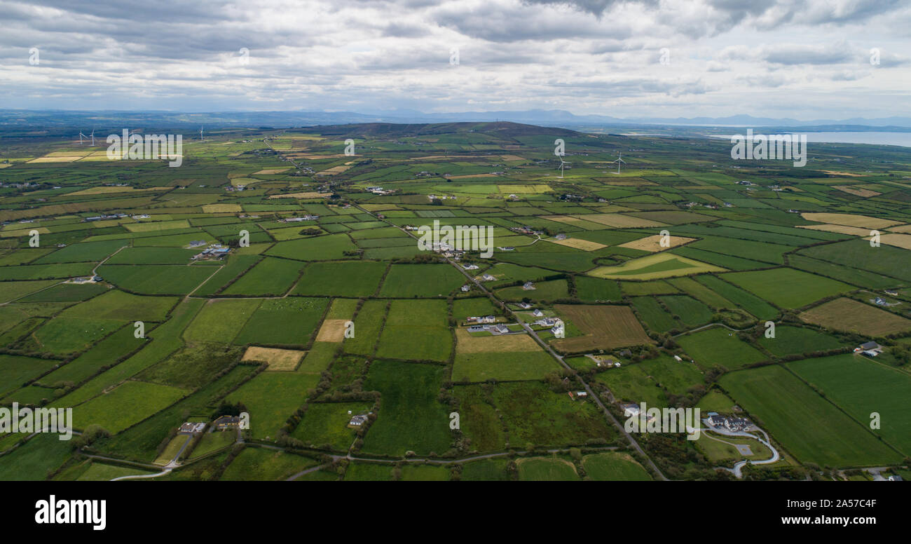 Arial view of Rural farmland countryside in the republic of Ireland