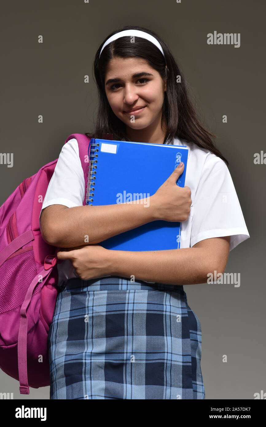 Portrait Of A Catholic Colombian Student Teenager School Girl Stock Photo