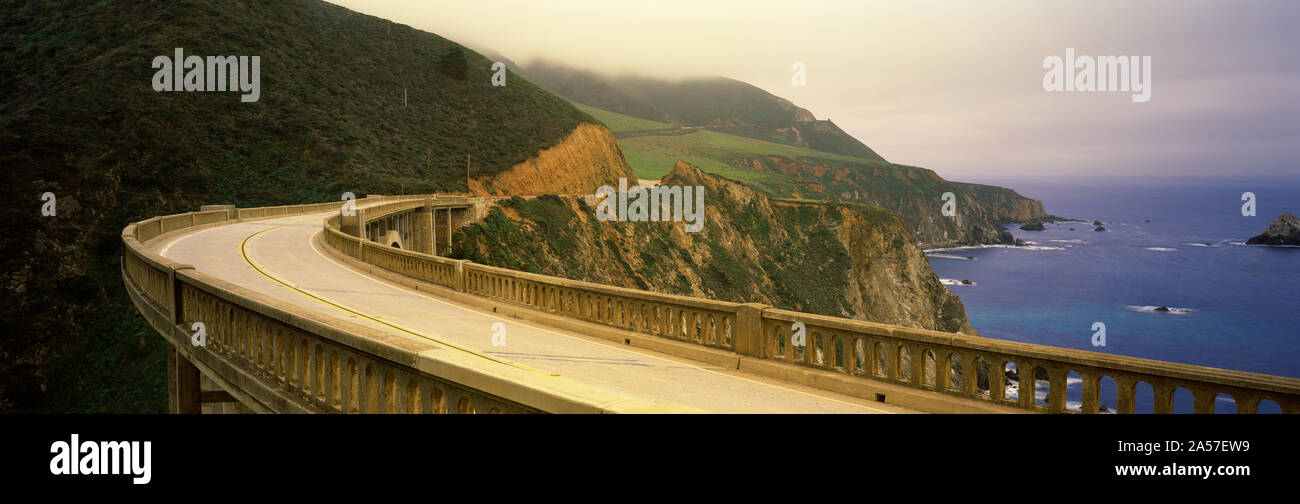 Bridge at the coast, Bixby Bridge, Big Sur, Monterey County, California, USA Stock Photo