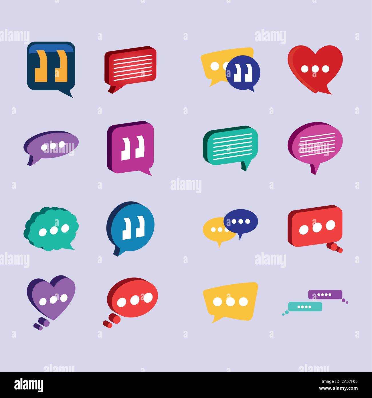 bundle of speech bubble with icons vector illustration design Stock ...