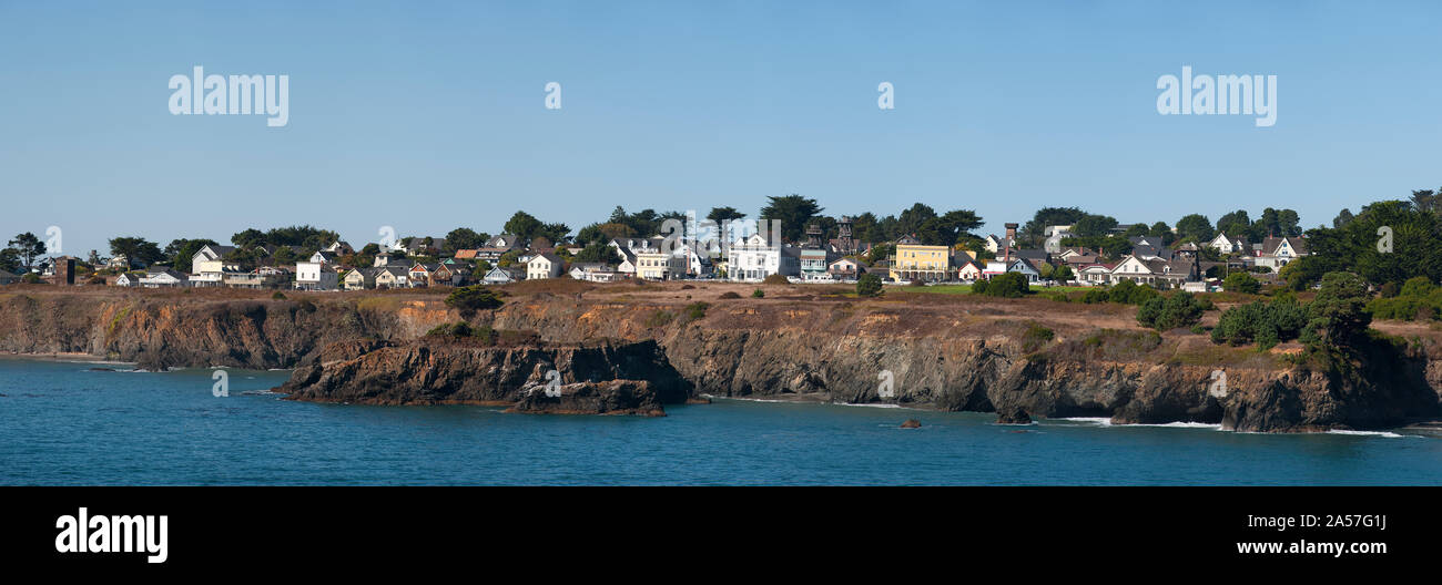 Image showcasing Buildings at the waterfront, Mendocino, California, USA Stock Photo - Alamy