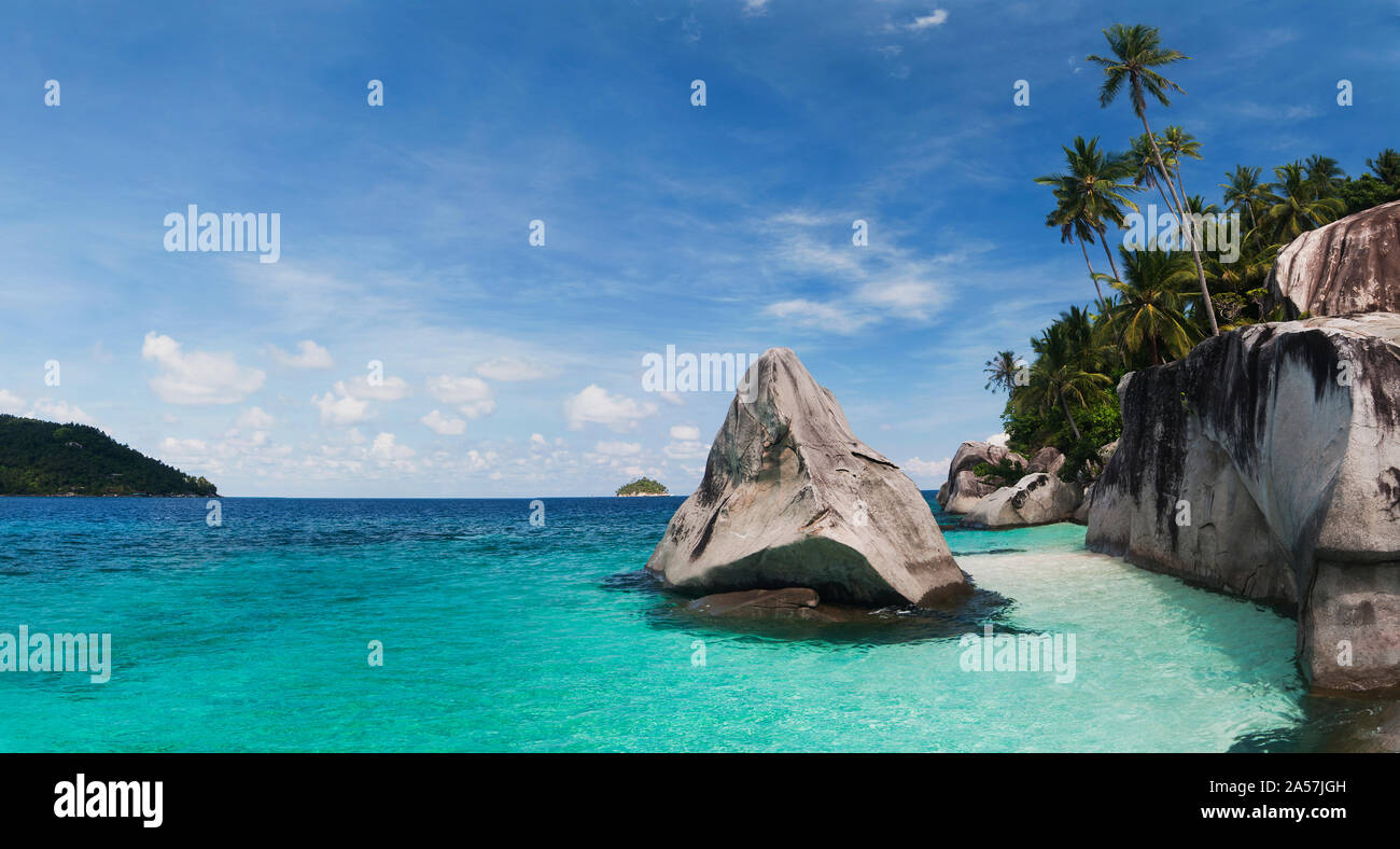 Rock formations on the coast, Pulau Dayang Beach, Malaysia Stock Photo