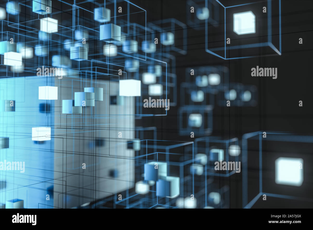 Technology background make up with cubes and lines, 3d rendering ...