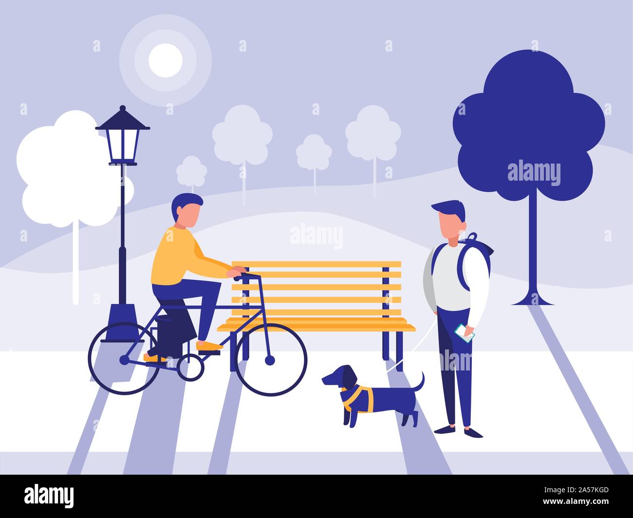 scene of men in park in the city vector illustration design Stock ...