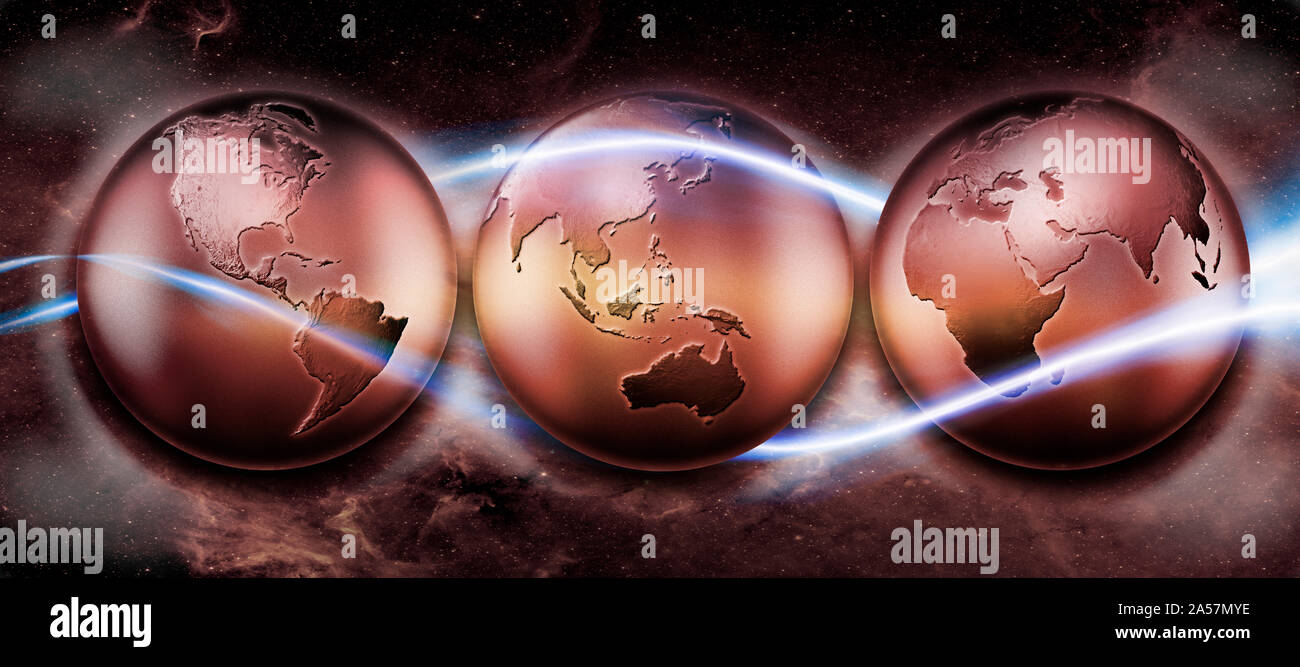 Map of three earth Stock Photo