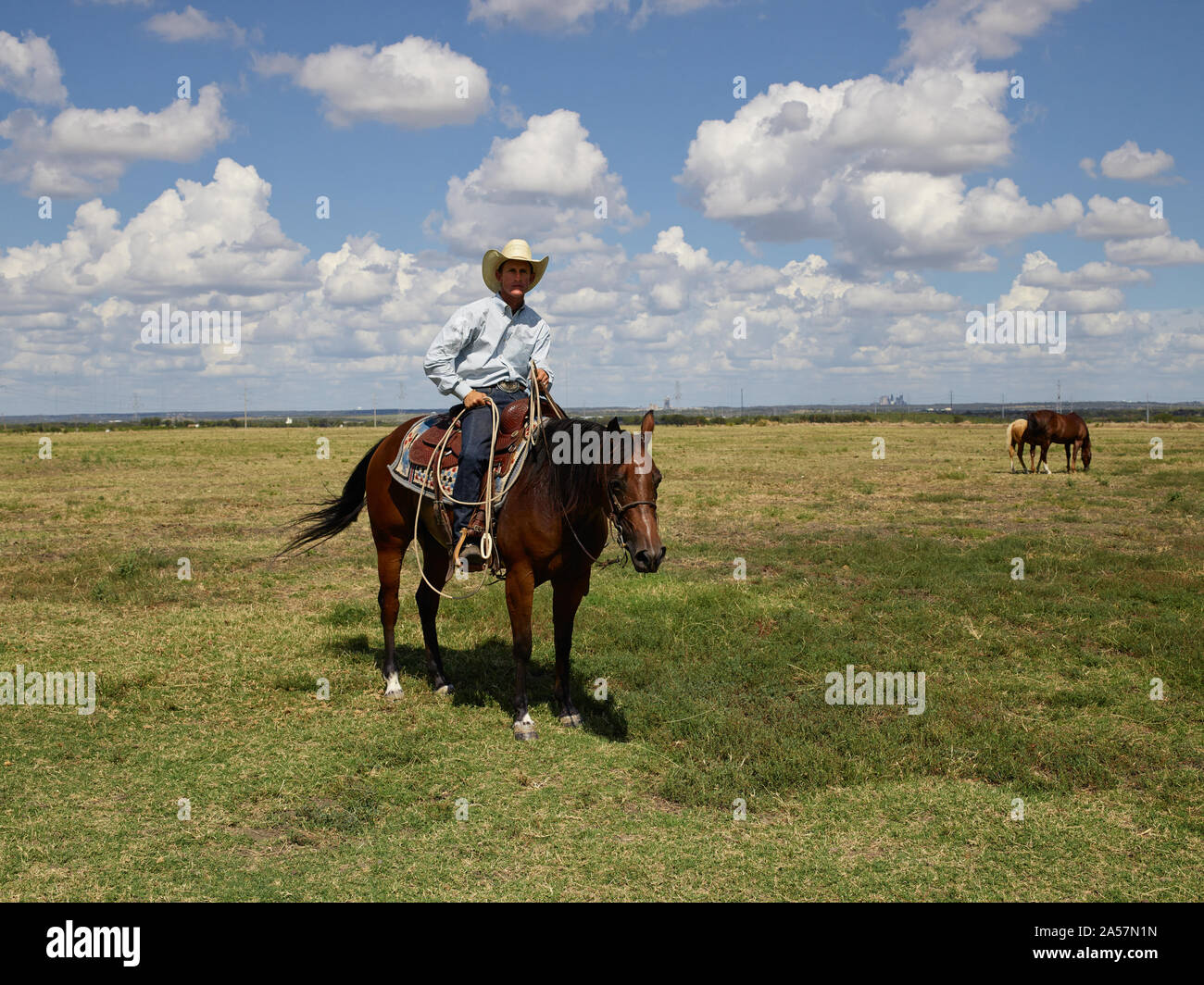 Wade Meador, a horse trainer based in Marietta, Oklahoma, trains horses