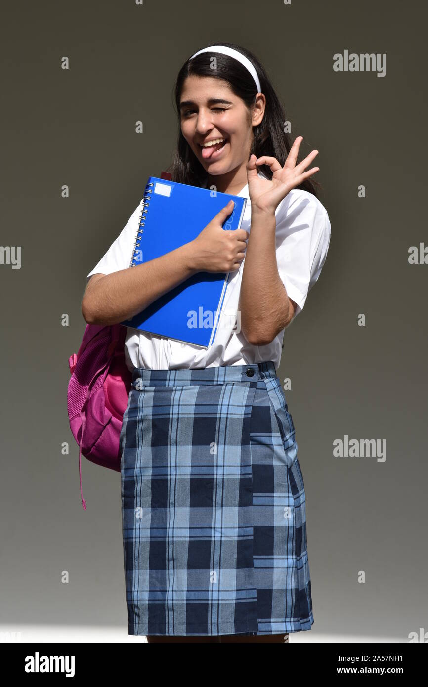 Okay Catholic School Girl Wearing Uniform Stock Photo