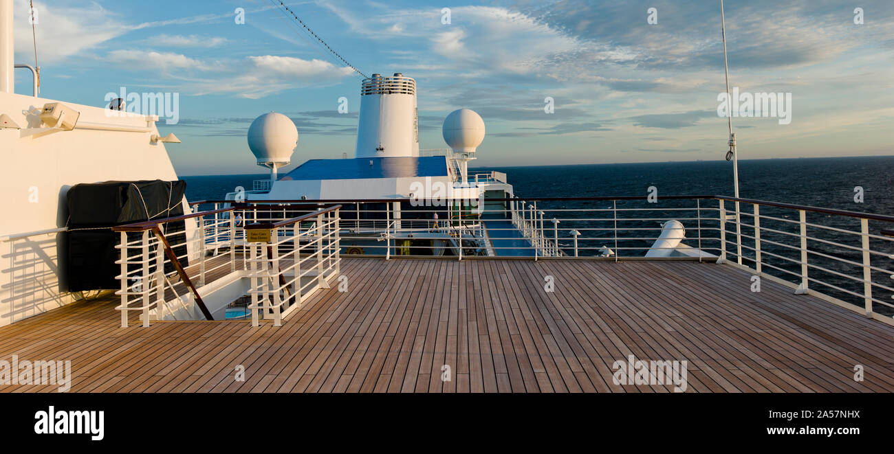 Cruise ship deck, Bruges, West Flanders, Belgium Stock Photo