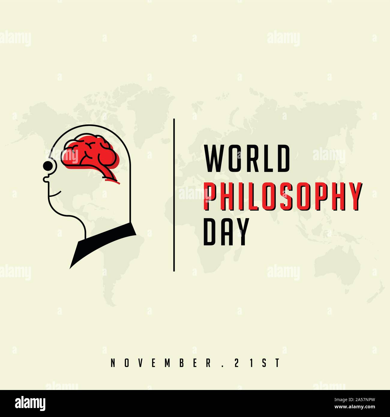 World Philosophy Day with Brain Human Stock Vector