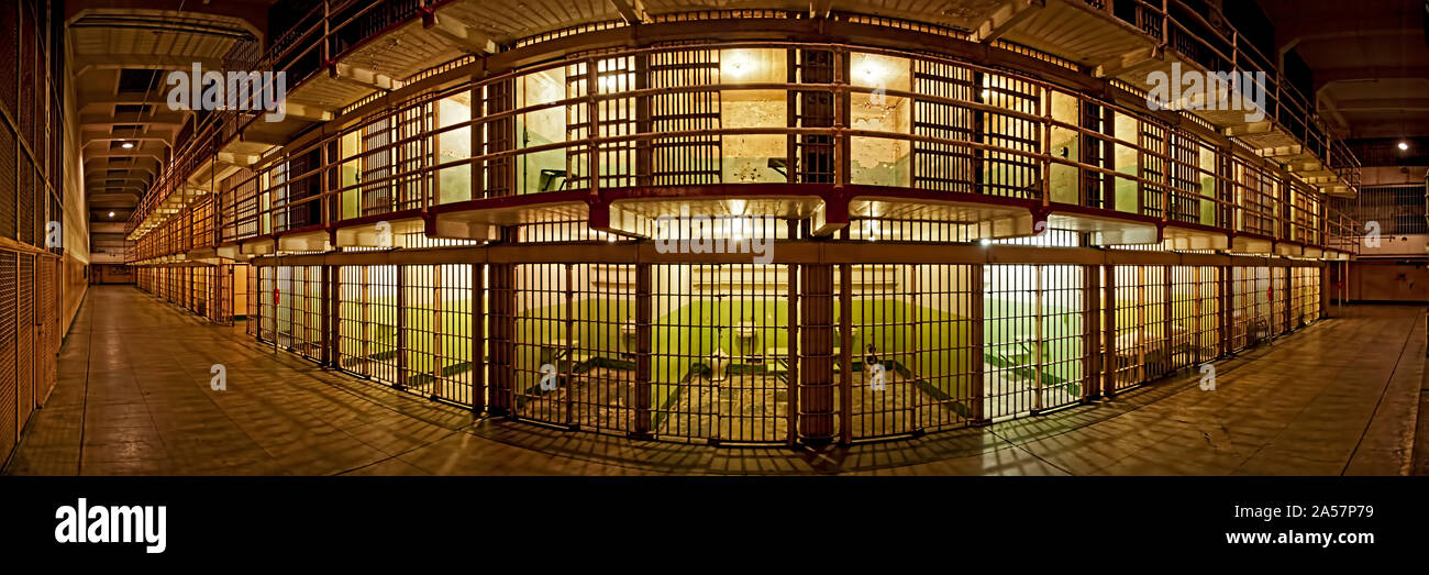 Prison cells, Alcatraz Island, San Francisco, California, USA Stock Photo