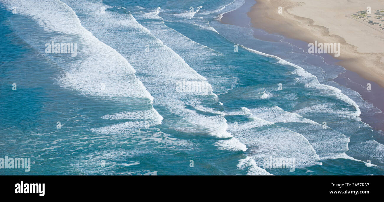 Aerial view of surf on the beach, Pismo Beach, San Luis Obispo County, California, USA Stock Photo