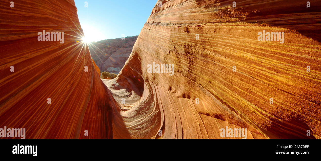 Sandstone rock formations, The Wave, Coyote Buttes, Utah, USA Stock Photo