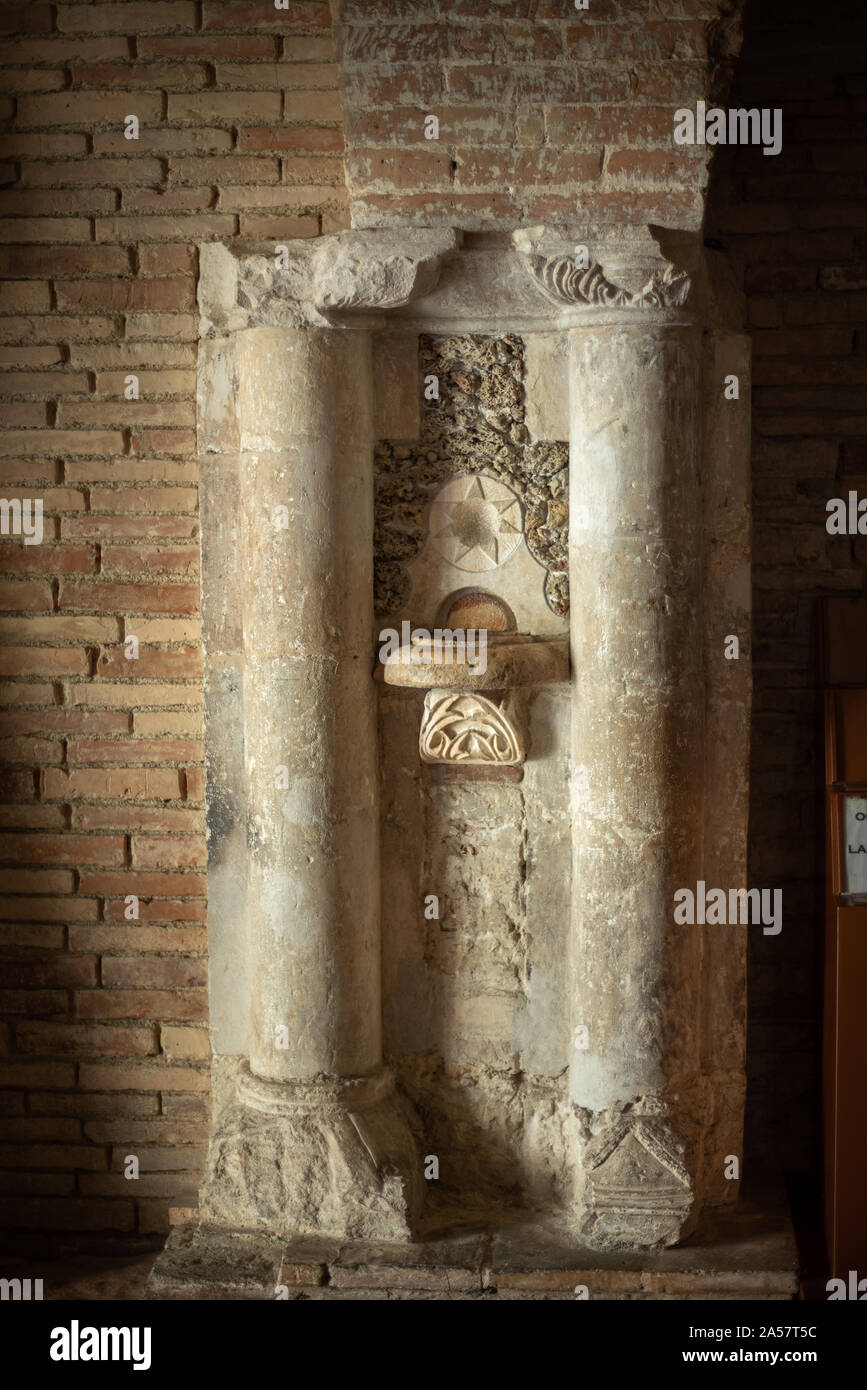 stoup in crypt. Cathedral of San Giustino, Chieti Stock Photo
