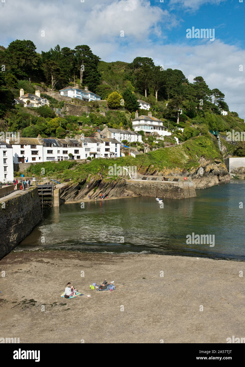 Entrance to Polperro Harbour, South Cornwall, England, UK Stock Photo