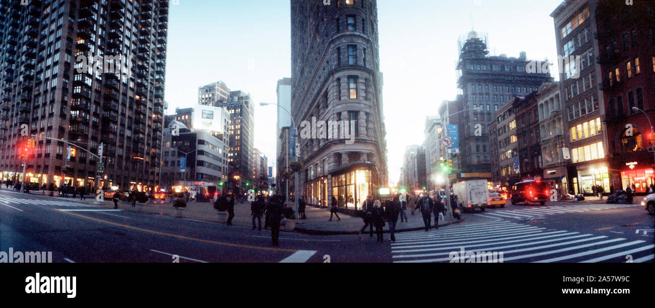 Buildings in a city, Flatiron Building, 23rd Street, Fifth Avenue, Manhattan, New York City, New York State, USA Stock Photo