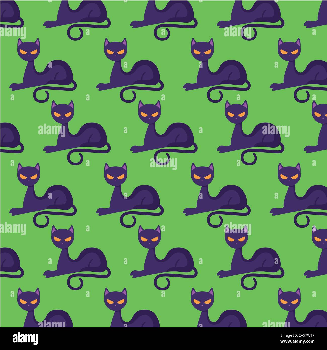 pattern of black halloween cat vector illustration design Stock Vector ...