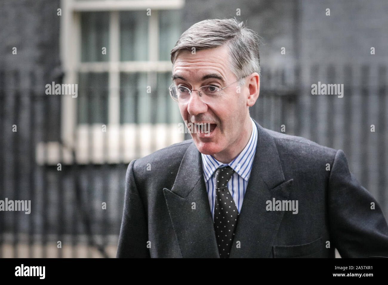 Westminster, London, UK. 18th Oct, 2019. Jacob Rees-Mogg, Leader of the House of Commons. Ministers attend a cabinet meeting in Downing Street, the day after Prime Minister Boris Johnson has reached a deal with the European Union, and a day before Parliament is due to vote on the deal. Credit: Imageplotter/Alamy Live News Stock Photo