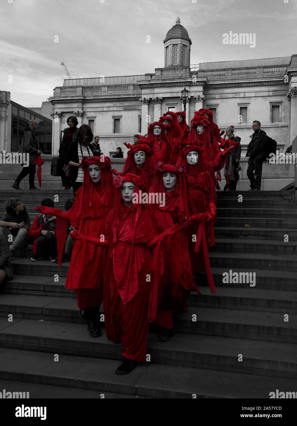 The Red Rebel Brigade at the Extinction Rebellion protests in London in 2019 Stock Photo