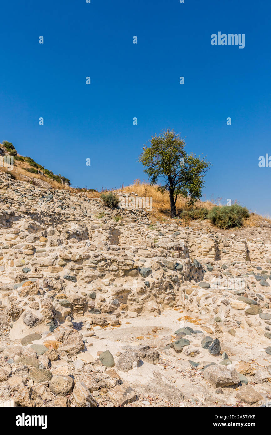 The neo lithic village of Choirokoitia in cyprus Stock Photo