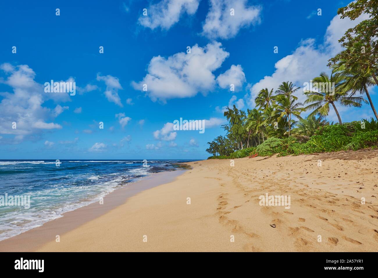 Landsape of the Sunset Beach on Oahu, North Shore, Hawaiian Island Oahu, Oahu, Hawaii, Aloha State, United States Stock Photo