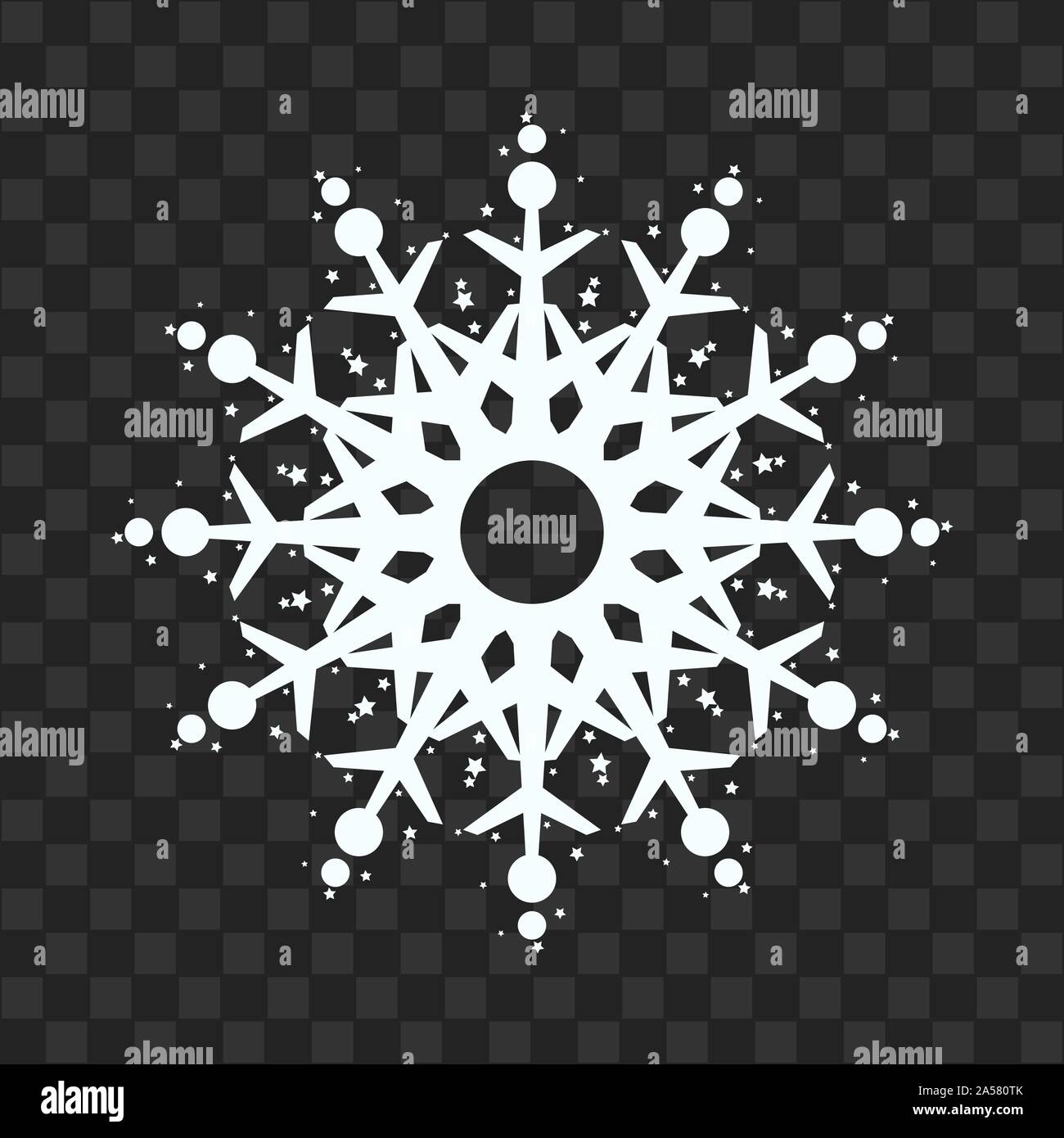 Snowflake icon. White silhouette snow flake sign, isolated on gray ...
