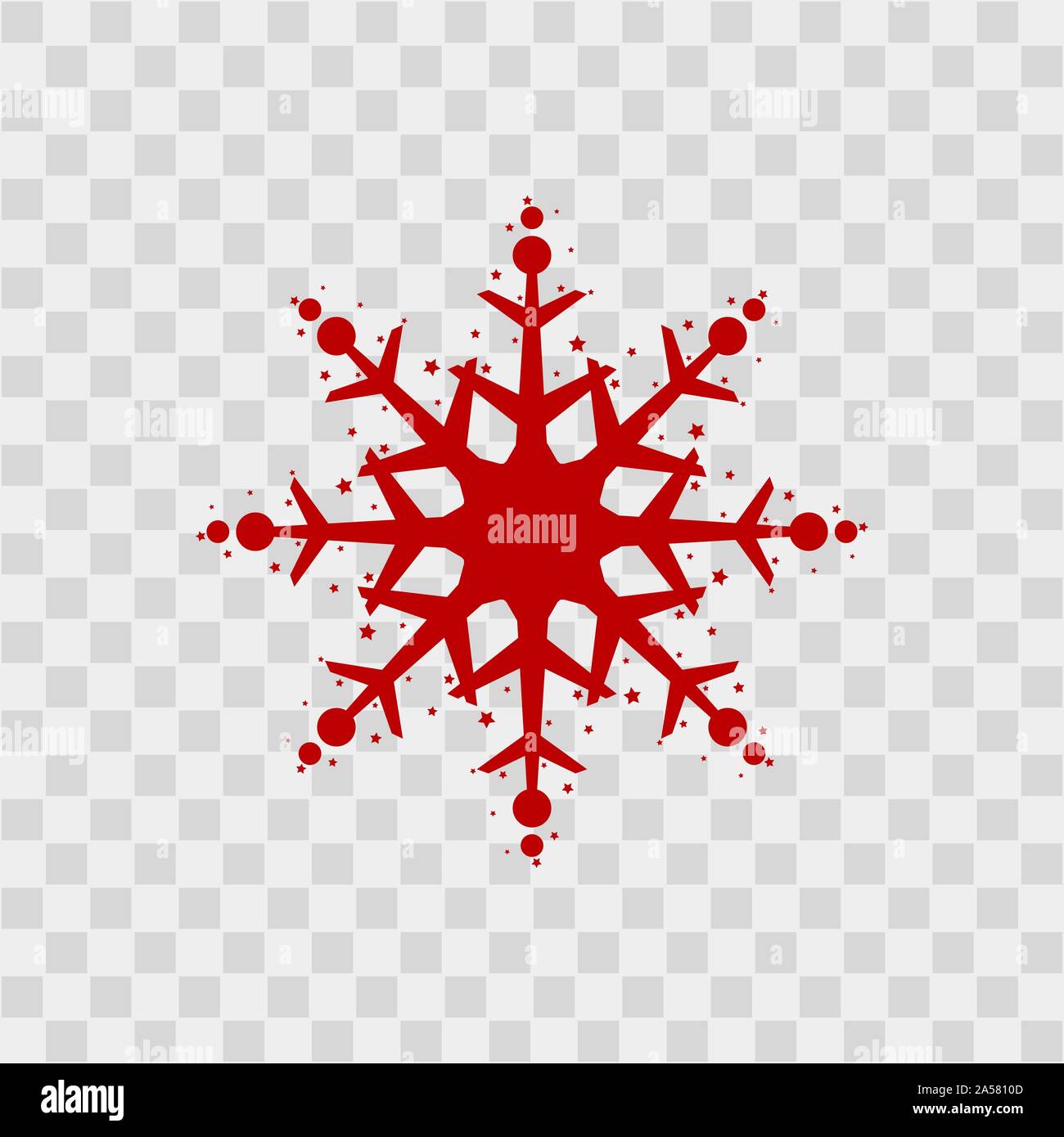Snowflake icon. Red silhouette snow flake sign, isolated on white ...