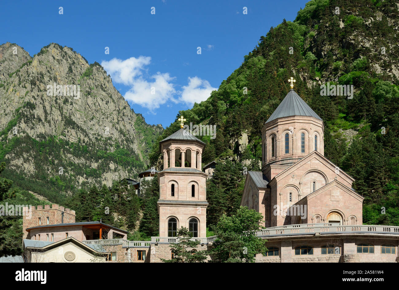 Dariali monastery. Khevi-Kazbegi region. Georgia, Caucasus Stock Photo