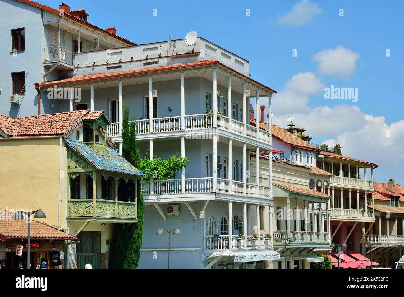 Traditional houses. Old town of Tbilisi, Georgia. Caucasus Stock Photo