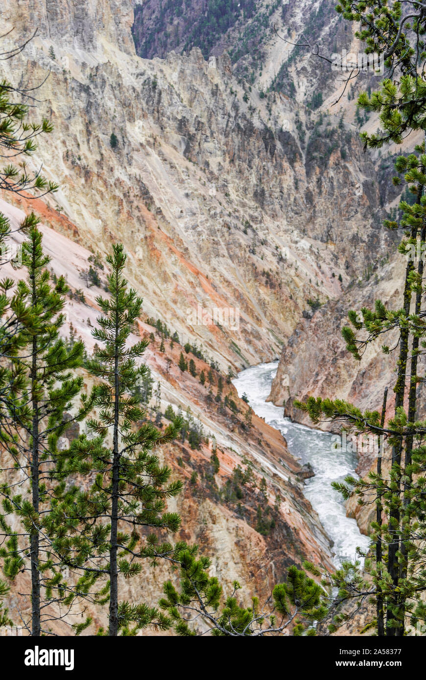 Aerial view of The Grand Canyon of the Yellowstone. Stock Photo