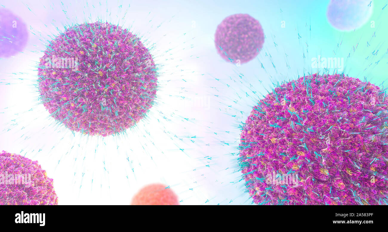 Antibodies attacking virus particles, illustration Stock Photo - Alamy