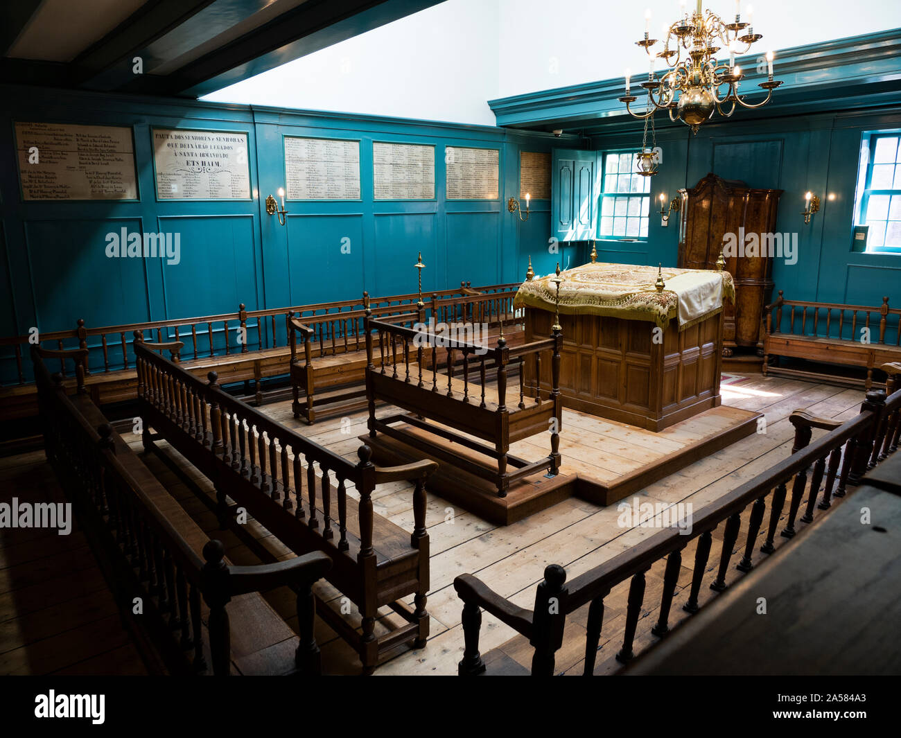 Interior of Portuguese Synagogue, Amsterdam, North Holland, Netherlands Stock Photo