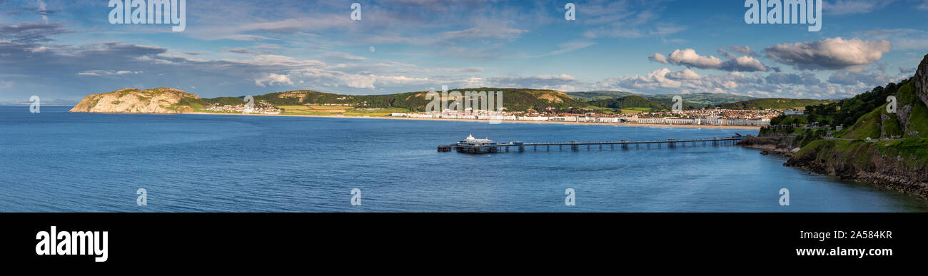 Panoramic view of Llandudno and pier on the North Wales coast Stock Photo