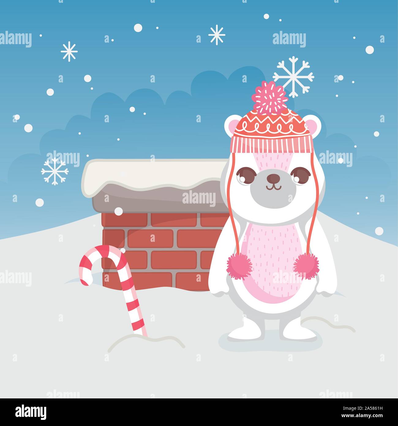 cute polar bear merry christmas vector illustration Stock Vector Image ...