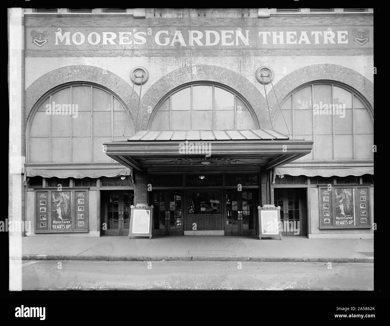 Washington Film Exchange, Moore's Garden Theater showing the American western film Hearts Up (1921). Stock Photo