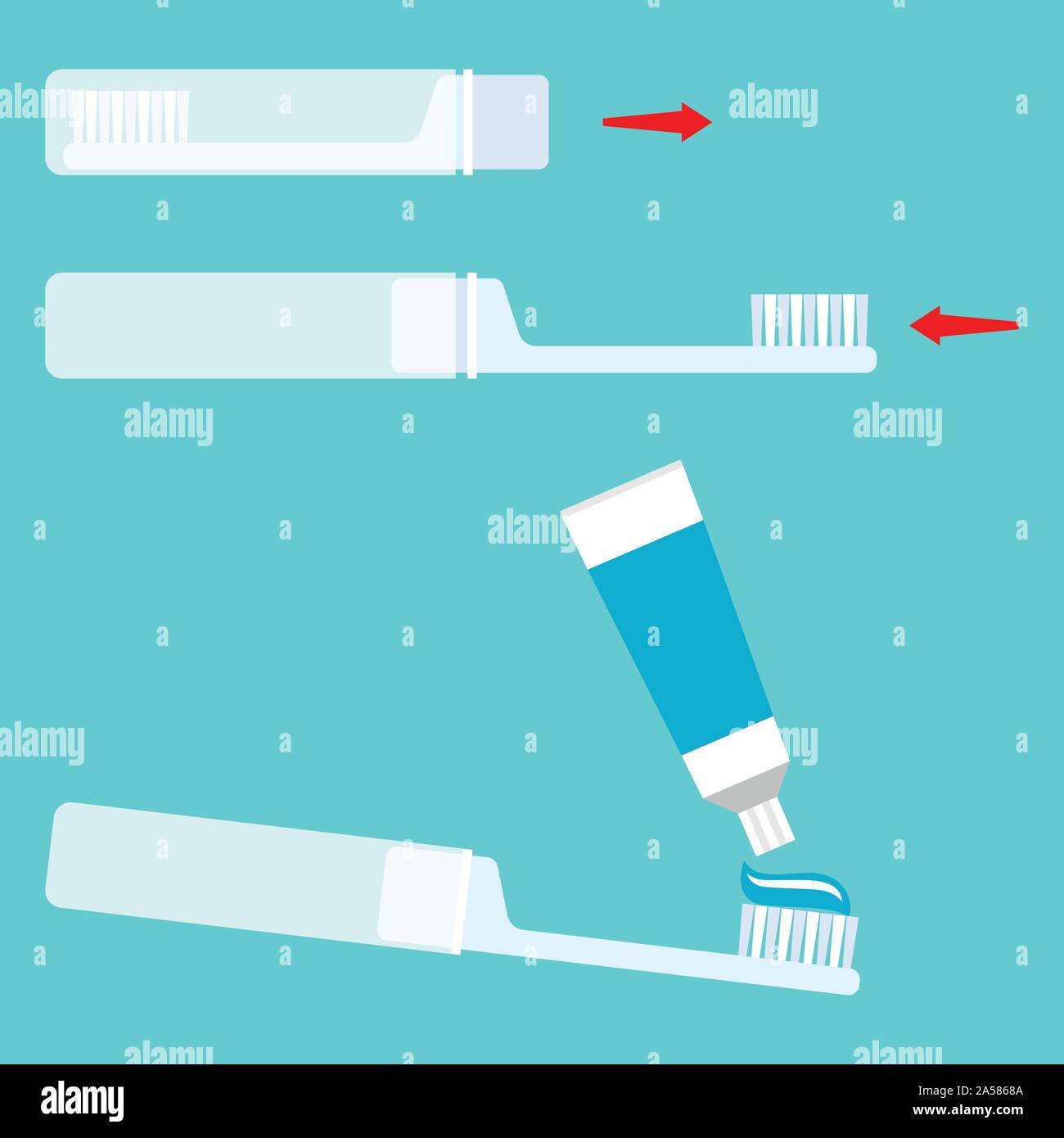 Instructions how to use travel toothbrush, conceptual vector Stock ...