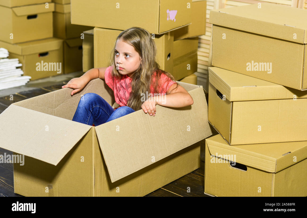 Rent a convertible not a moving truck. happy child cardboard box