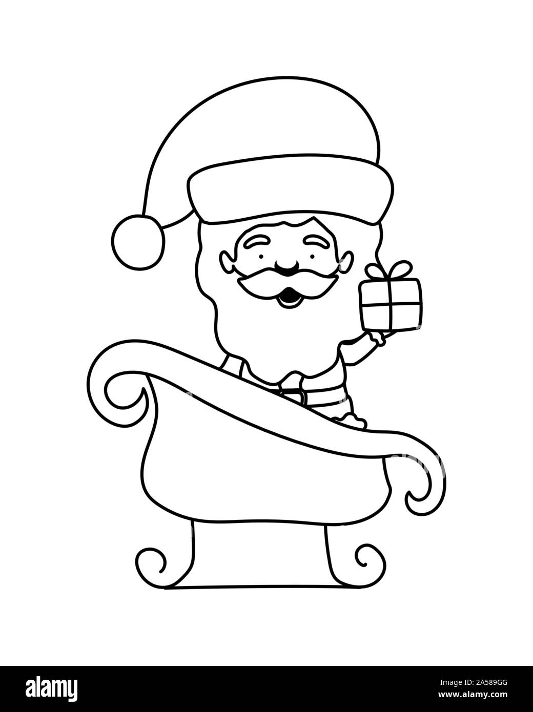 merry christmas santa claus in sled character Stock Vector Image & Art