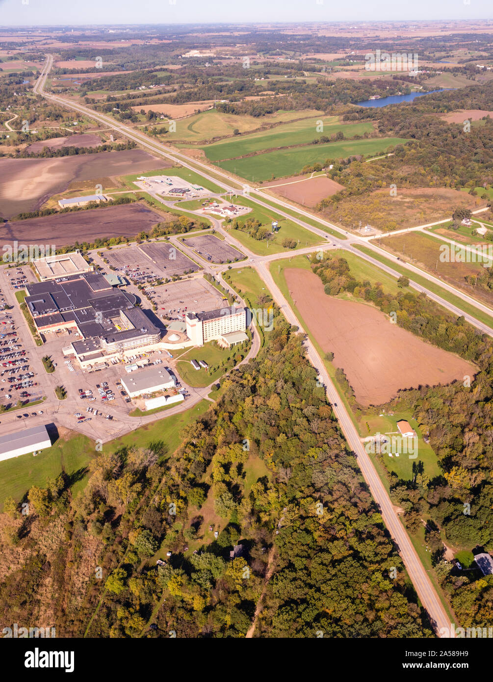 Aerial photograph of Meskwaki Casino, just west of Toledo, Iowa, USA