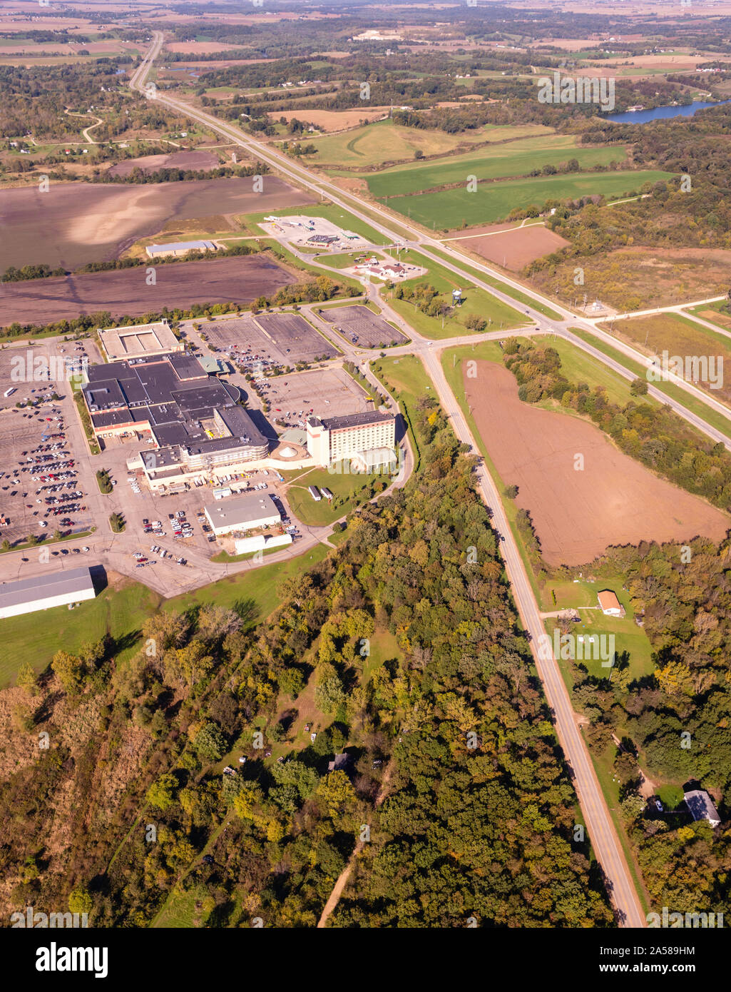 Aerial photograph of Meskwaki Casino, just west of Toledo, Iowa, USA Stock Photo