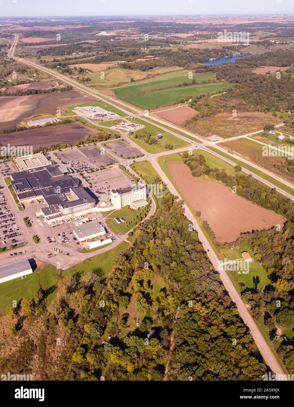 Aerial photograph of Meskwaki Casino, just west of Toledo, Iowa, USA