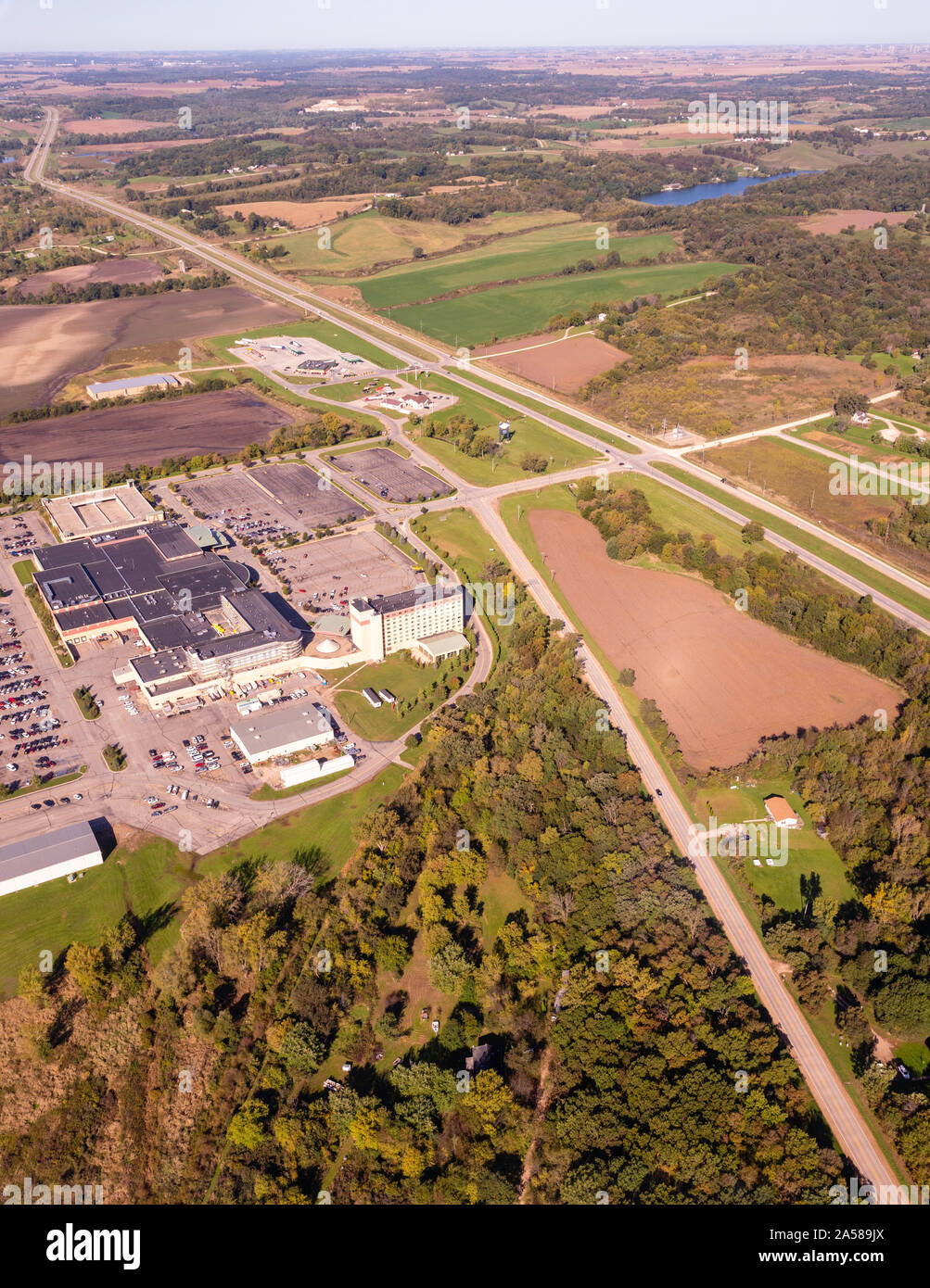 Aerial photograph of Meskwaki Casino, just west of Toledo, Iowa, USA Stock Photo