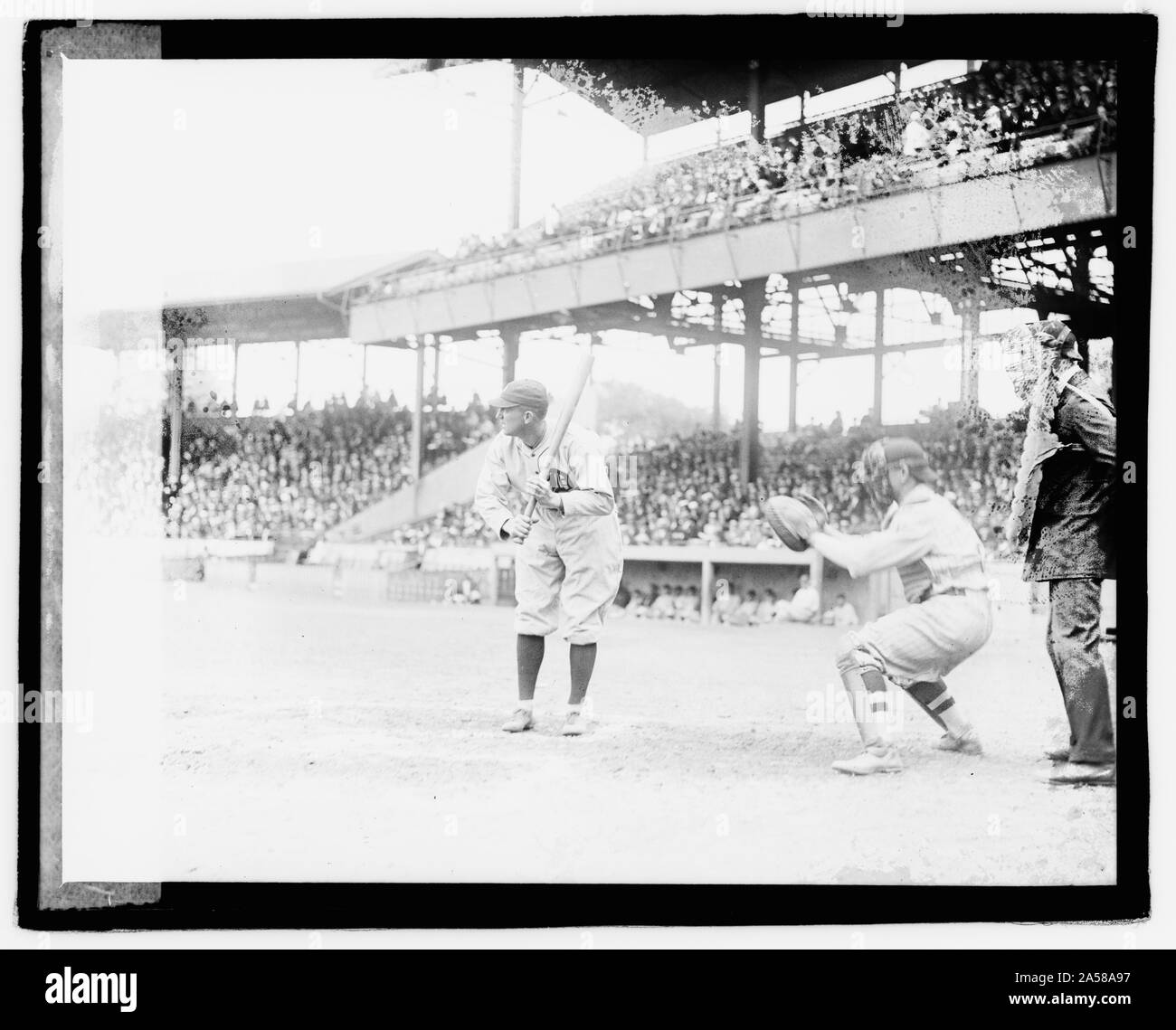 Image of Ty Cobb in a 1913 batting photo taken in Washington, by Harris &  Ewing (1905-45)